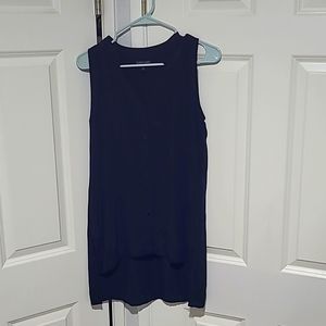 Eileen Fisher black silk high low slit tank top XS